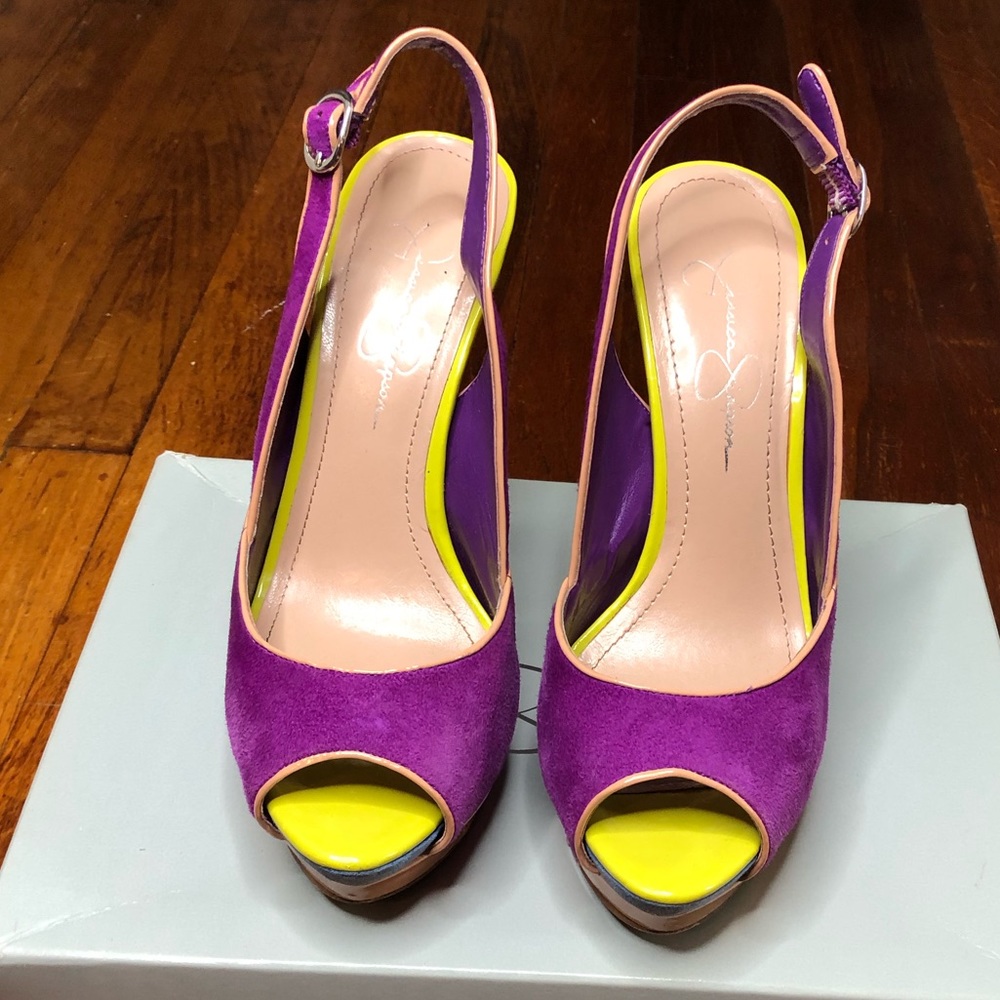 Jessica Simpson Platform Color Block Peep Toe Heel - Gem